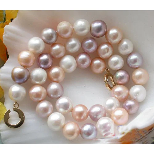 New Arriver Real Pearl Jewellery,17inches AA 11-12MM Round Multicolor Freshwater Pearl Necklace,Fashion Women Birthday Gift New Arriver Real Pearl Jewellery,17inches AA 11-12MM Round Multicolor Freshwater Pearl Necklace,Fashion Women Birthday Gift