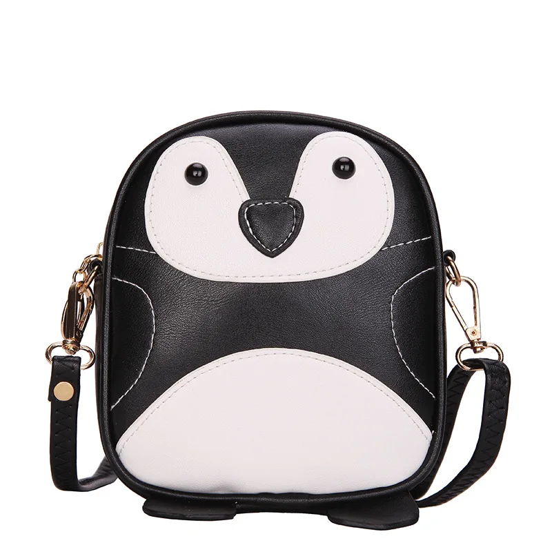 PU leather animal penguin prints children school bags kids travel