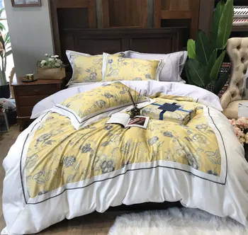 

yellow pastoral flower bedding set adult teen girl,full queen king floral double home textile bed sheet pillow case quilt cover