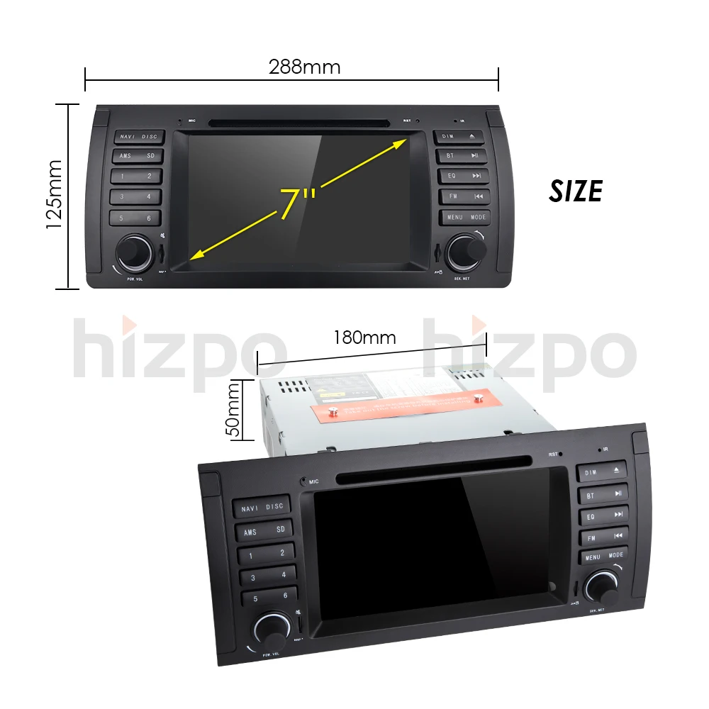 Top Hizpo Android 8.1 IPS Car DVD Player Radio GPS For BMW 5 Series E39 1996-2001 17PIN 2002-2003 40 PIN WIFI Bluetooth 2G+16G 1080P 4
