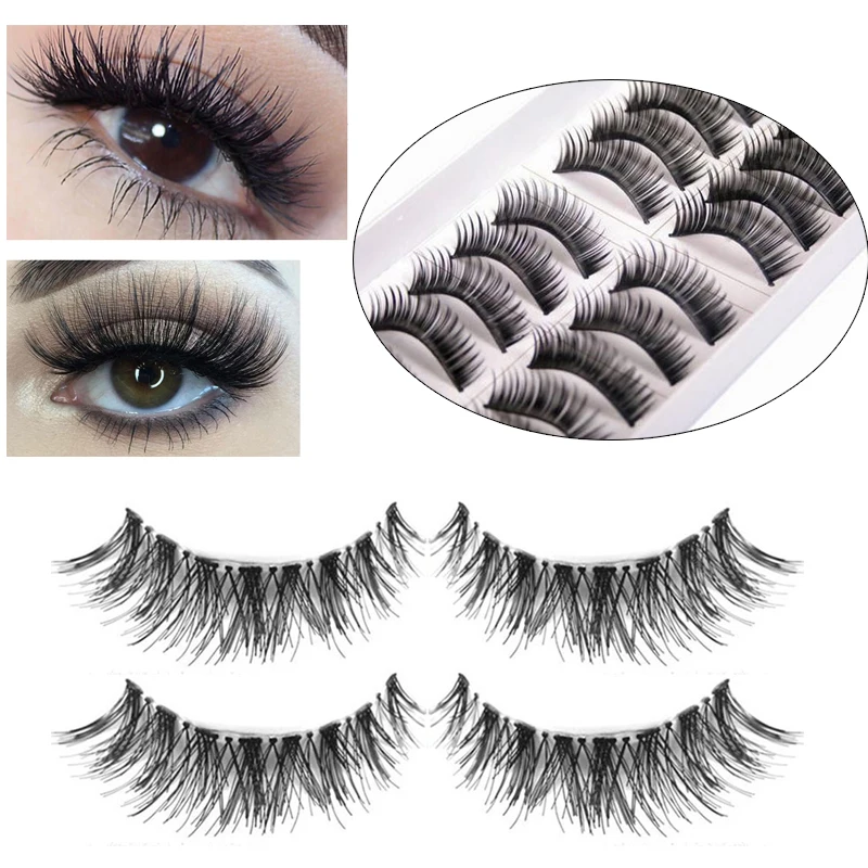 

10 Pairs Natural False Eyelashes Fake Lashes Long Makeup 3d Mink Lashes Eyelash Extension Handmade Fake Eyelashes for Beauty