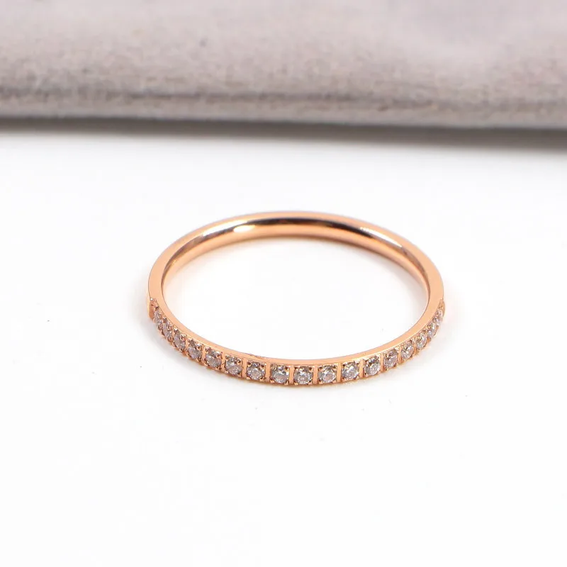 Yun ruo розовый золотой и серебряный цвета Половина Круг Кристалл CZ кольца для женщин мужчин свадебные ювелирные изделия нержавеющая сталь 316 L не выцветает