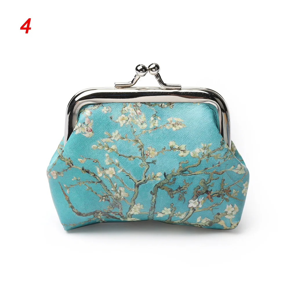 1Pcs Famous Van Gogh Oil Printing Small Wallet For Women Landscape Flower Pattern Mini Hasp Coin Purses Money Card Handbags - Цвет: 4