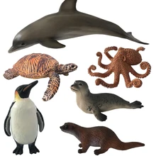 1pc Cute Simulation Ocean Sea Animals Action Figure Turtle Polar Bear Penguin Early Learning Model Toys Gift For Kids #E