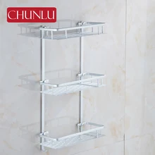 

CHUNLU Aluminum 3-Layers Bathroom Shelves Tray Storage Container Rack Wall Shelf Soap Holder Shower Soap Corner Mounted MZWJ03