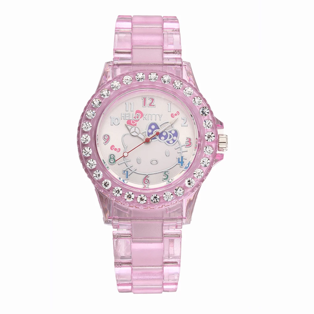 

TMC#233 New Stytle Lovely Hello Kitty Children Watch Pink Dial Rhinestone Watch For Girls Hot Montre Enfant 2019