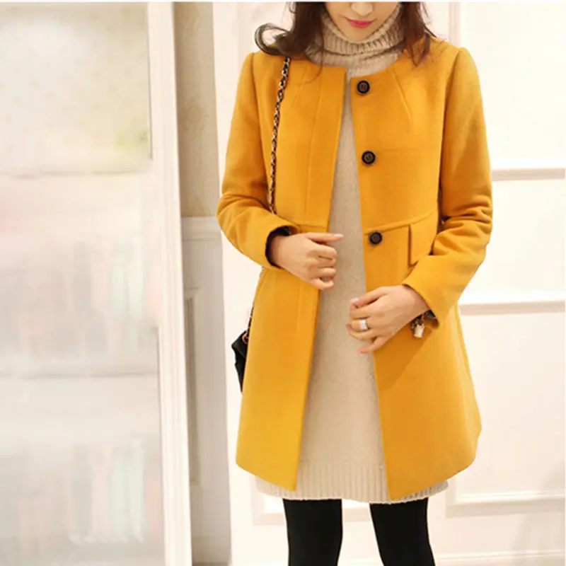 Женское пальто размера плюс, зимнее женское пальто, элегантное модное офисное женское однобортное пальто с круглым вырезом 5XL