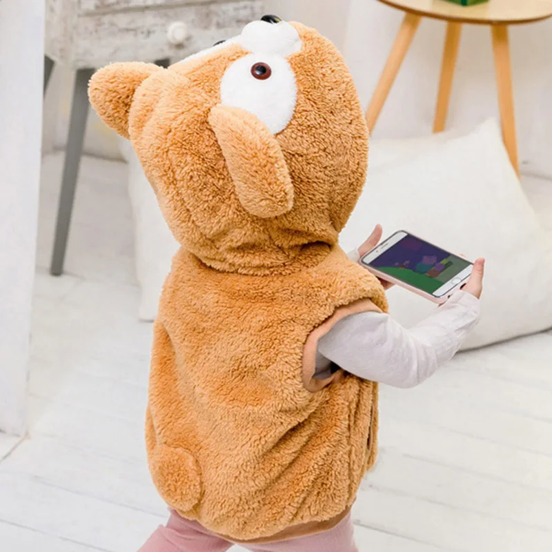 2018 autumn winter baby boys girls vest for children thick cotton warm rabbit veat cute hooded outwear children clothes (3)