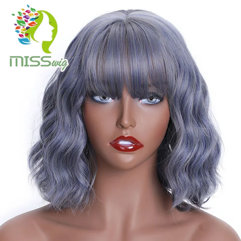 

MISS WIG Short Water Wave Synthetic Hair 8Colors Available Wig For Women Heat Resistant Fiber Daily Full False Hair