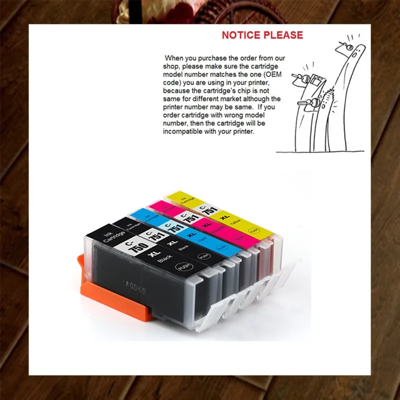 YOTAT Compatible PGI 750 CLI 751 ink cartridge for Canon PIXMA MG5470/MG6370/Ip7270/MX727/MX927