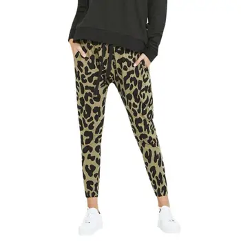 

Women Leopard Elastic High Waist Pencil Pants Skinny Female Stretch Soft Trousers Women Pants Fitness Trousers With Pockets