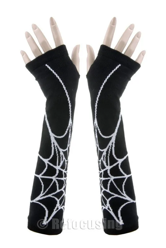 Черный Панк паук сексуальный дискотечный танцевальный костюм для вечерние без пальцев длинные перчатки