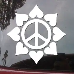 Peace Heart Flower White Symbol Автомобильная Наклейка Бендер настенный ноутбук высечка белая наклейка 5 ''широкая белая