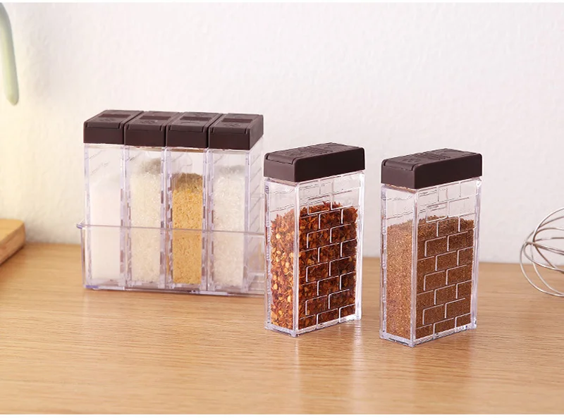 

6Pcs/Set Spice Jar Seasoning Box Kitchen Spice Storage Bottle Jar Transparent PP Salt Pepper Cumin Powder Box Tool Drop shipping