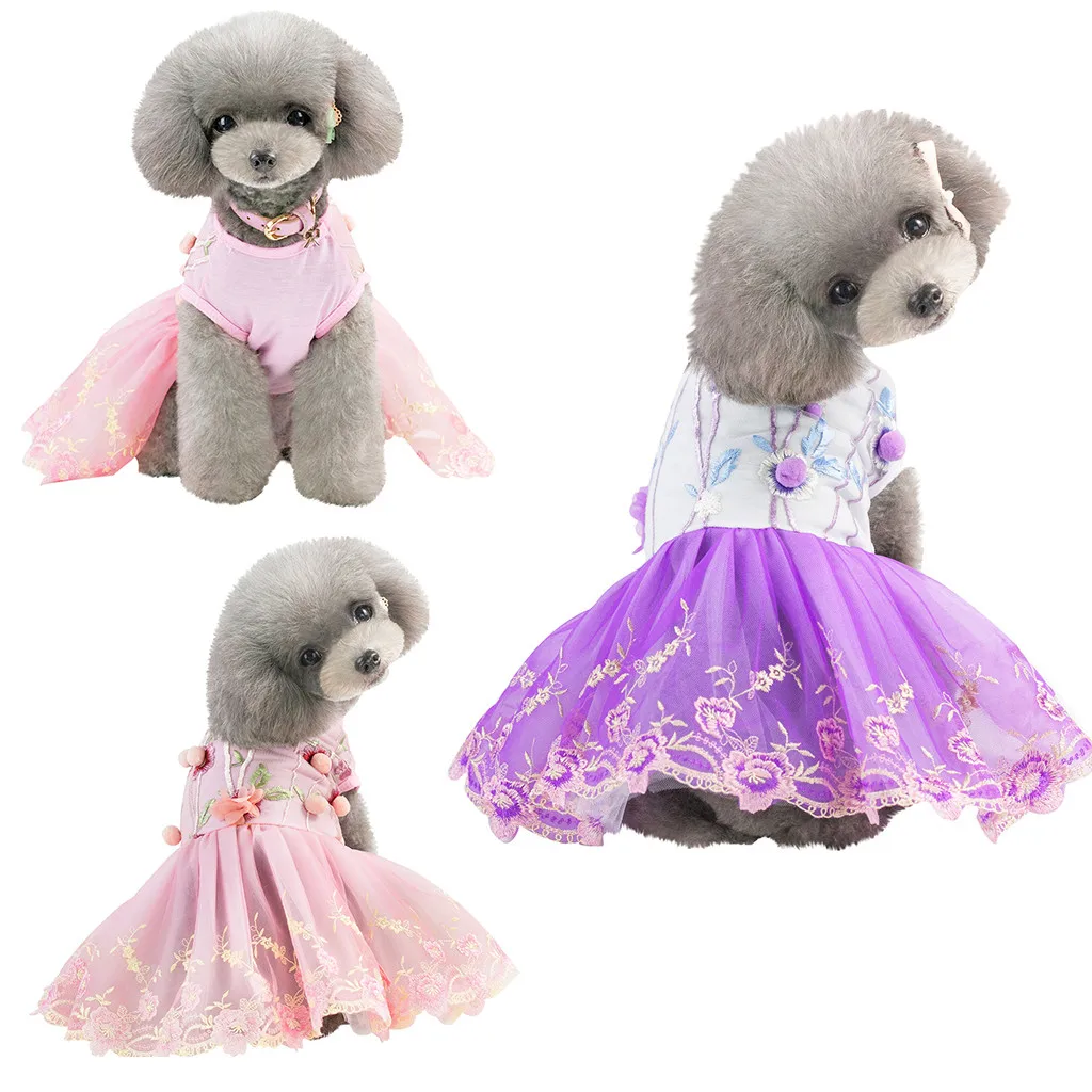 

Transer Dog Dress Pet Cat Bottoming Music Symbol Print Pink Clothes Dogs Lace Breathable Dress Vestido Perro 19Mer30 P40