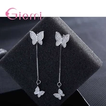 Серьги-гвоздики в форме милой бабочки из 925 пробы серебра и фианита с кристаллами для женщин, ювелирные изделия на годовщину