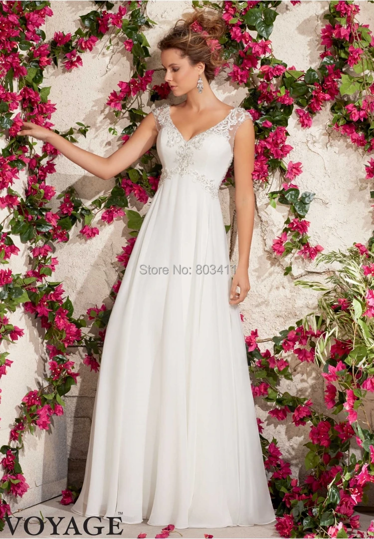 Платье трапециевидной формы с аппликацией на тонкий шифон с свадебное платье 6792