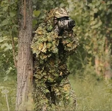 Roupas biônicas de camuflagem 3d, jaqueta e calças ghillie suits yowie de folhas de maple para caça, atiradores airsoft e observação de pássaros