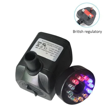 

10W Submersible Water Pump With LED Lights 220V For Aquarium Fish Tank Pond Fountain UK Plug For Garden Pool