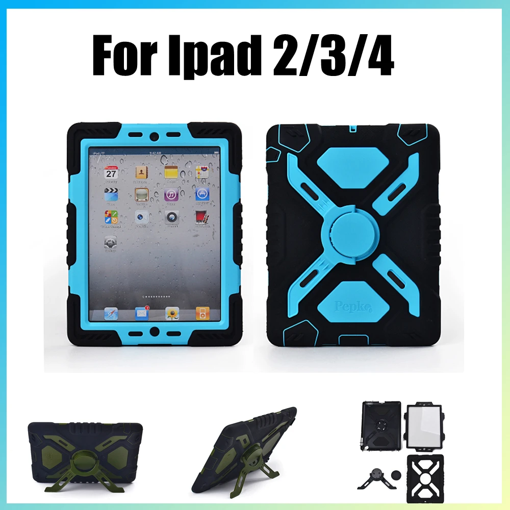 

Waterproof Dustproof Shockproof Stand Case Funda For iPad 2 3 4 Pepkoo Brand Spider Extreme Military Heavy Duty Armour Cover