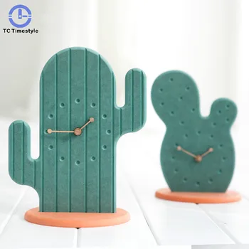 

Cactus Cartoon Desk Clock Living Room Modern Decoration Personality Children Household Trend Minimalist Silent Garden Pine