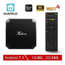 X96 Мини ТВ приставка на базе Android коробка Android 7,1 умные телевизоры 2 Гб 16 Amlogic S905W 4 ядра 2,4 ГГц Wi Fi HD 2,0 Декодер каналов кабельного телевидения 1 8