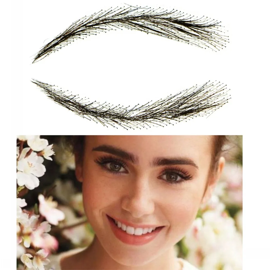 

2018 Promotion Hot Sale Natural Eyebrow Sobrancelha Flat Straight Eyebrows Straight-brows With 100% Hand Made Human Hair Arched