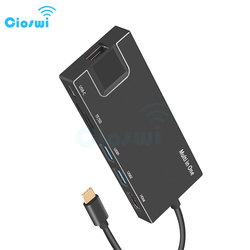 

Cioswi Type-C Hub USB Splitter For Huawei MateBook USB C Hub For Macbook Pro USB 3.0 Type-C RJ45 SD Slot TF Slot