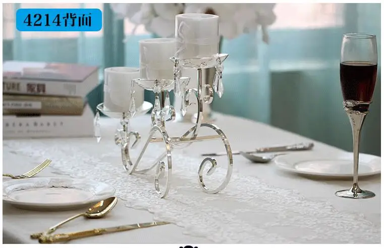 Europe crystal candelabra centerpieces lanterns wedding candlestick decoration metal candle holders for home table decora ZT145B