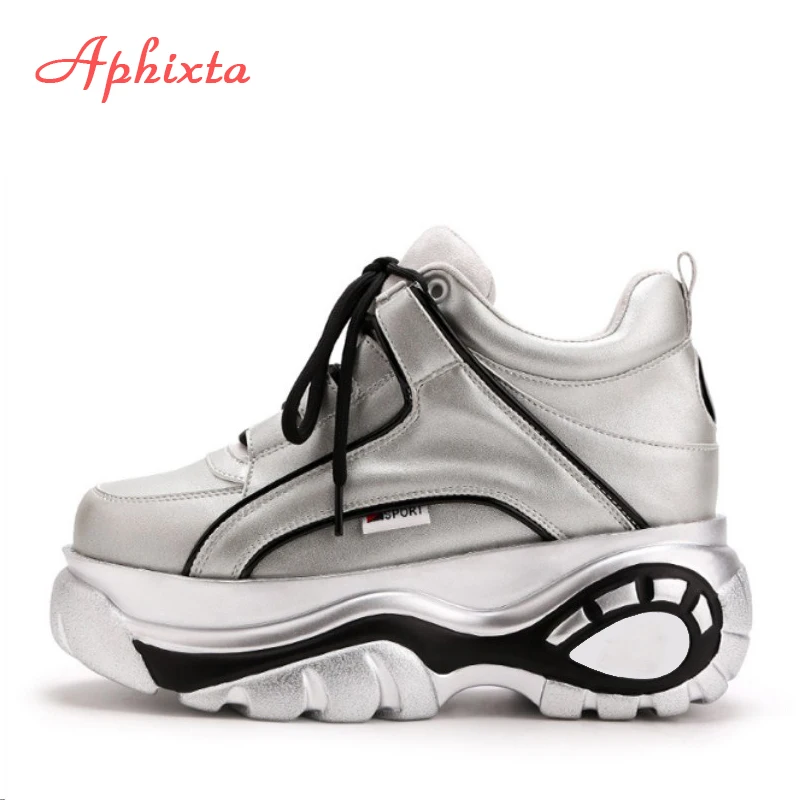 Cheap Aphixta Platform Shoes Woman Winter Boots Height Increasing Women Platform Sneakers 2019 Fashion Combat Boots Women Thick Shoes