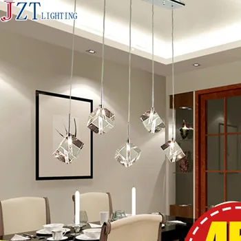

M Modern Concise Transparent Crystal Pendant Light Creative 3/5/7 Head Round Rectangular Stainless Steel Lamp Base Dining Lamp