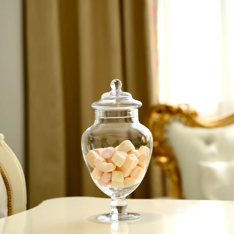 Европейский стиль, прозрачная стеклянная банка для конфет со стеклянной крышкой, подставка для свадебного десерта, домашний контейнер для хранения конфет
