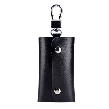 

Bullcaptain Leather Men&Women Key Wallet Unisex Blocking Business Key Case Fashion Key Case Black