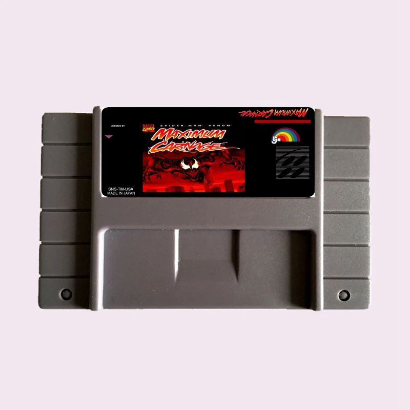

High Quality 16 Bit Spider Man Venom Maximum Carnage NTSC Big Gray Game Card For USA Version Game Player