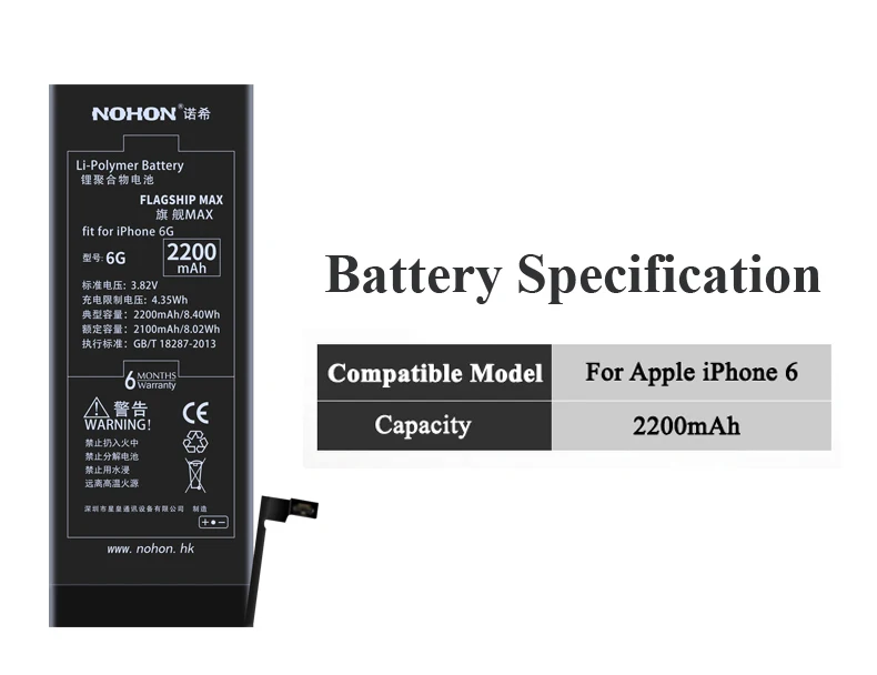 Nohon Bateria For Apple iPhone 6 Battery Details (1) Nohon Cell Phone Batteries For Apple iPhone 6 4.7inch