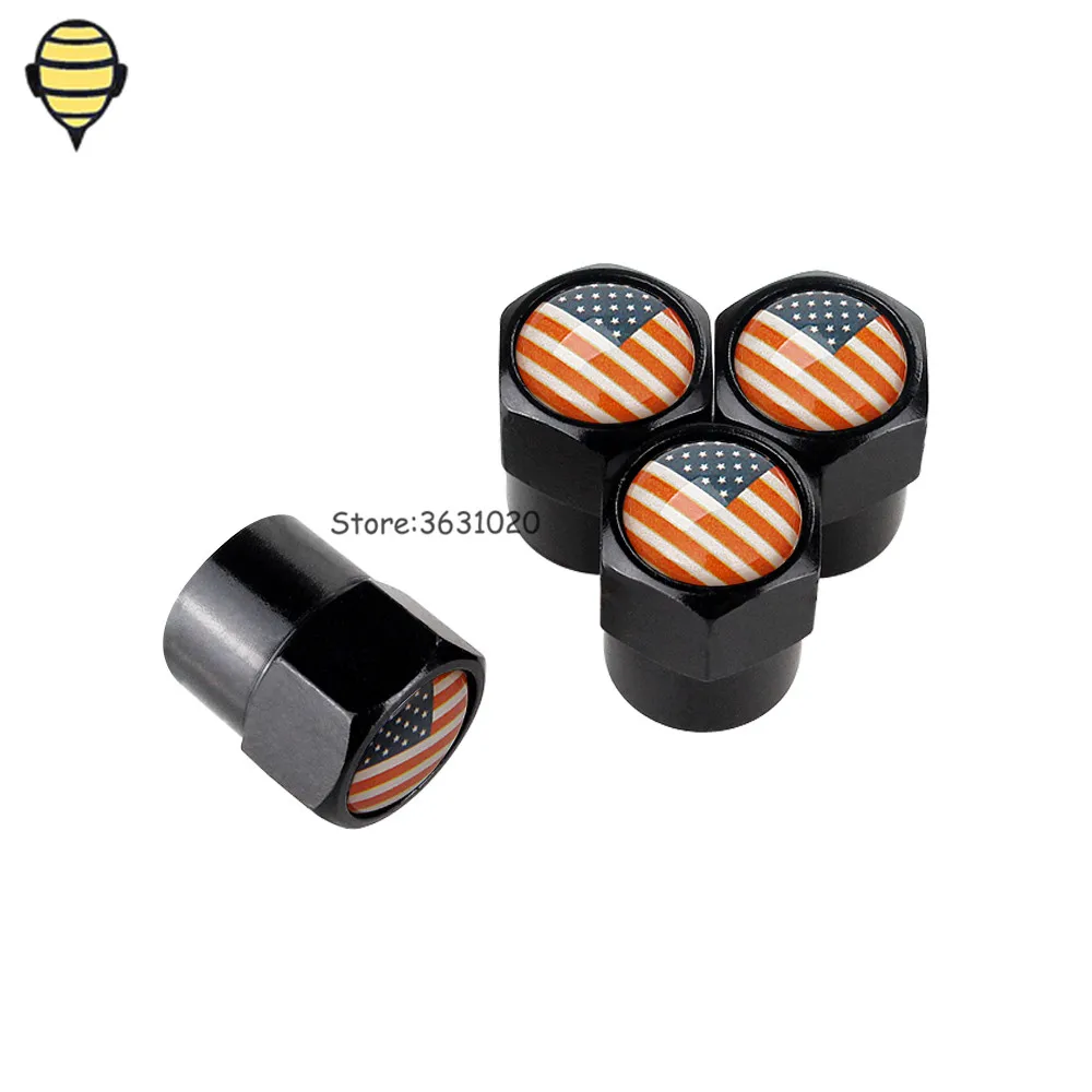 Car Styling Tire Valve Stem Caps Rim Sticker For American Flag For