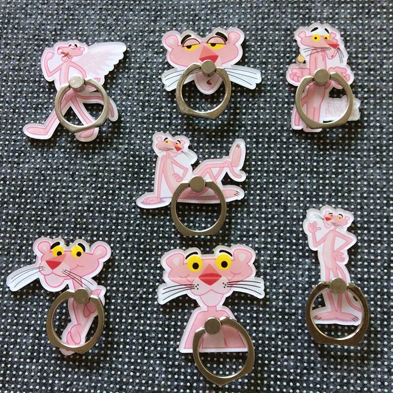 

Cute 1Pcs Lovely Pink Panther Anti-fall Metal Finger Ring Mobile Phone Support action toy