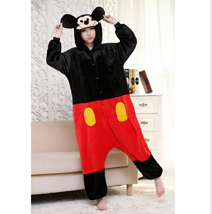 

2017 Adult Unisex Pijamas Cartoon Cute Mickey Sleepwear Animales Flannel Cosplsy Costumes Onesies Party Pyjama