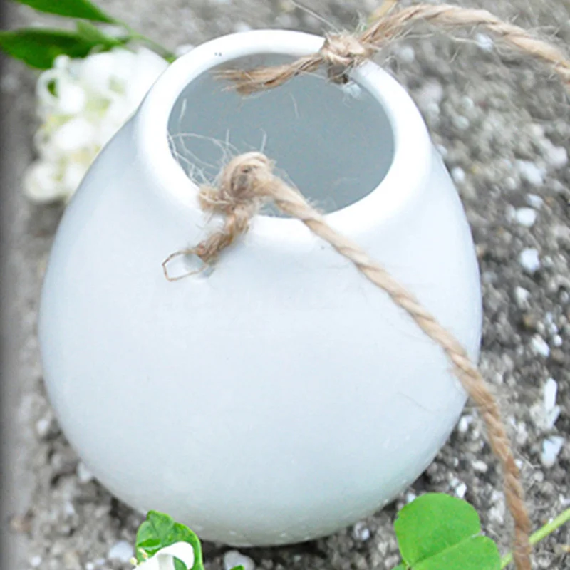 Домашний пасторальный садовый керамический подвесной цветочный горшок для выращивания растений зеленая ваза для цветов шпагат маленький пакет для инфузий бутылка с пеньковой веревкой