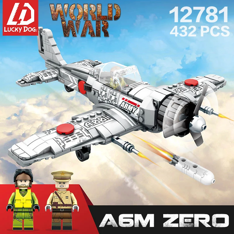 

432 Pcs Compatible Legoingly Ww2 Military Vehicle A6M Zero Fighter Building Block Brick Toys