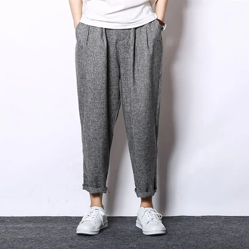 Mens Linen Pants 2017 Style Summer Fashion Solid Color Casual Loose
