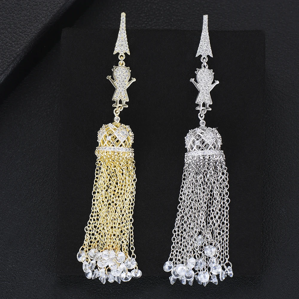 

missvikki Handmade Chic Chains Pendant Earrings Fahsion Jewelry For Women Girl Party Full Mini Cubic Zirconia Best Jewelry Gift