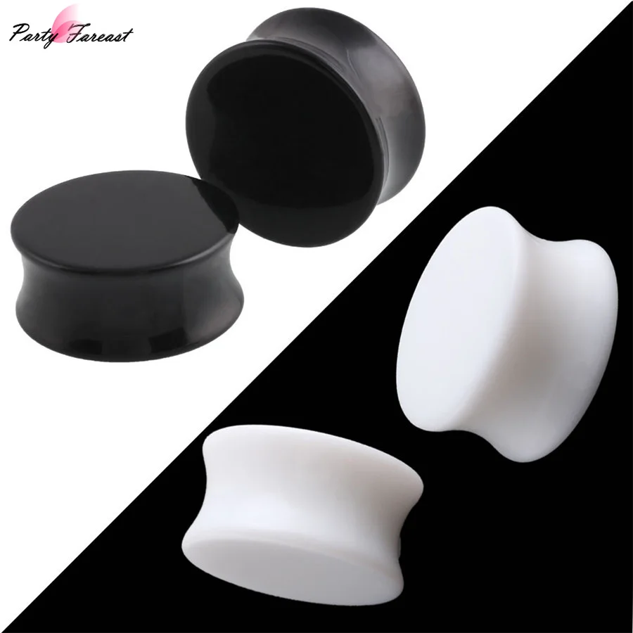 

PF 3-30mm Acrylic Ear Plugs and Tunnels Black White Simple Earring Gauges Piercing Curved Saddle Ear Expander Rings Body Jewelry