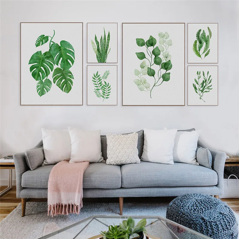 1pc Tropical Plant Art Print Poster Nordic Green Leaf Wall Painting for