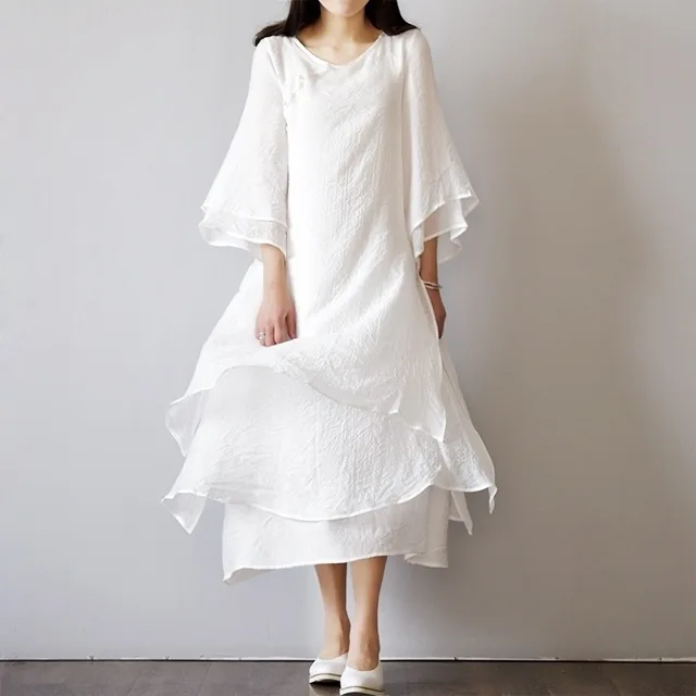 white long sleeve summer dress