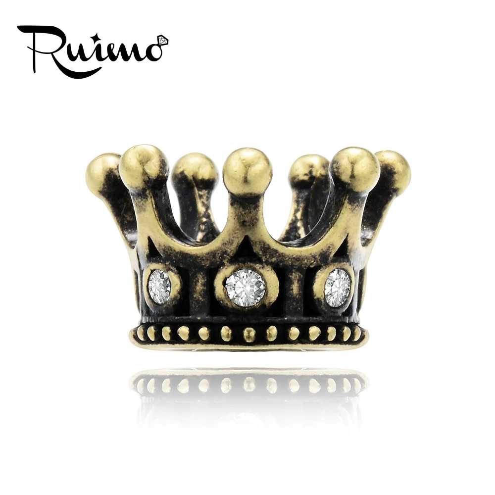 RUIMO 5 шт./лот Винтажные бусины в виде короны из фианита сделай сам медный металл