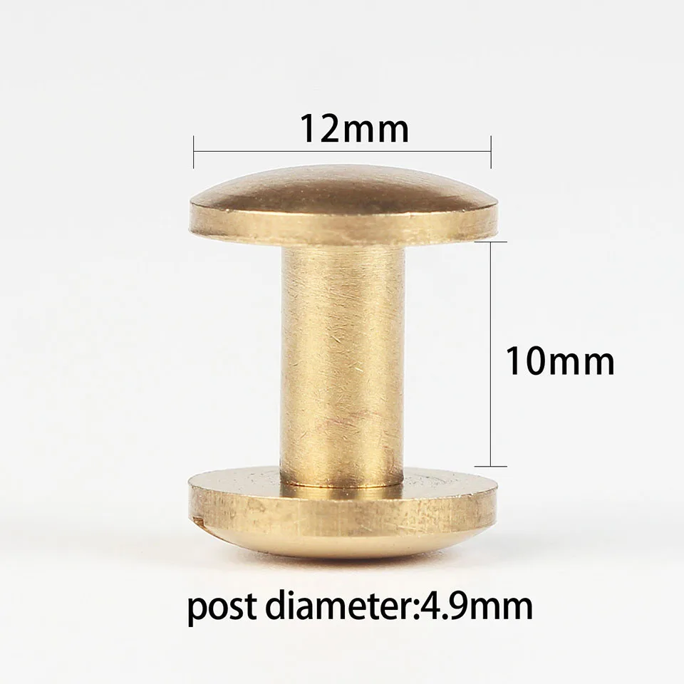 WUTA латунный дуговой ремень винт шпилька двойная изогнутая головка Чикаго гвоздь заклепки для кожаного ремесла DIY ремень/ремень аксессуары-мульти-Размер - Цвет: 12x10mm