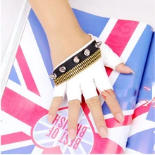 Черный, белый цвет Готический Панк Леди девушка сексуальный танец диско рок-н-ролл без пальцев Короткие ПУ кожаные перчатки