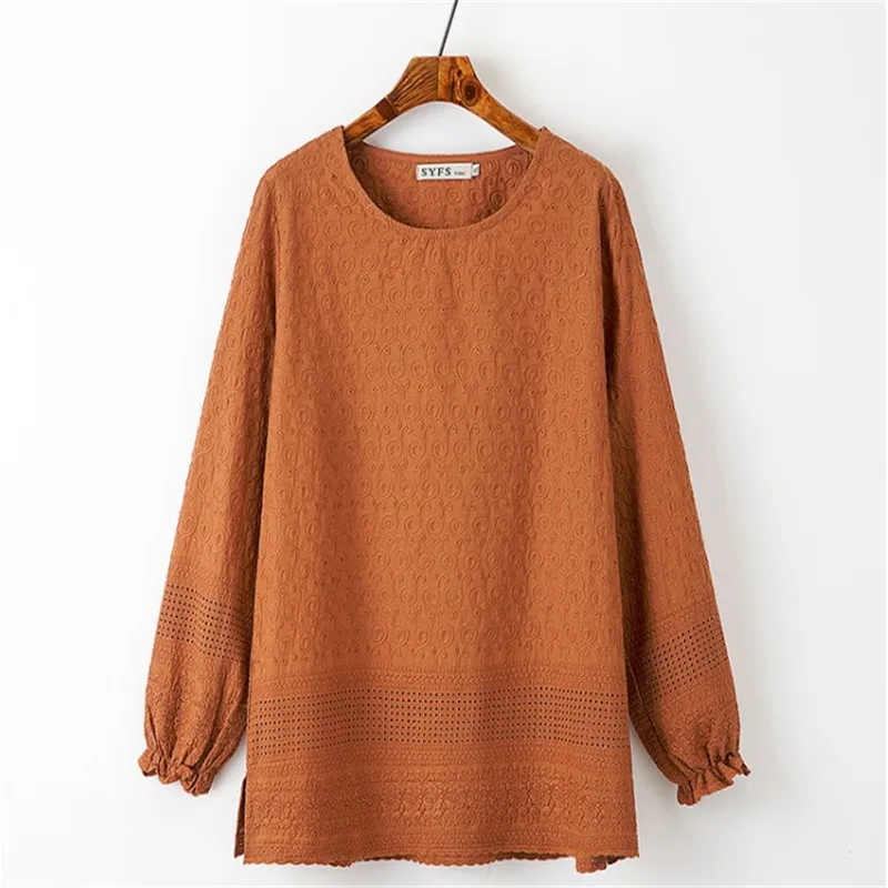 

2019 Plussize blusas womens top new spring plus size casual loose print undershirt T shirt hollow out blusa feminina 4XL