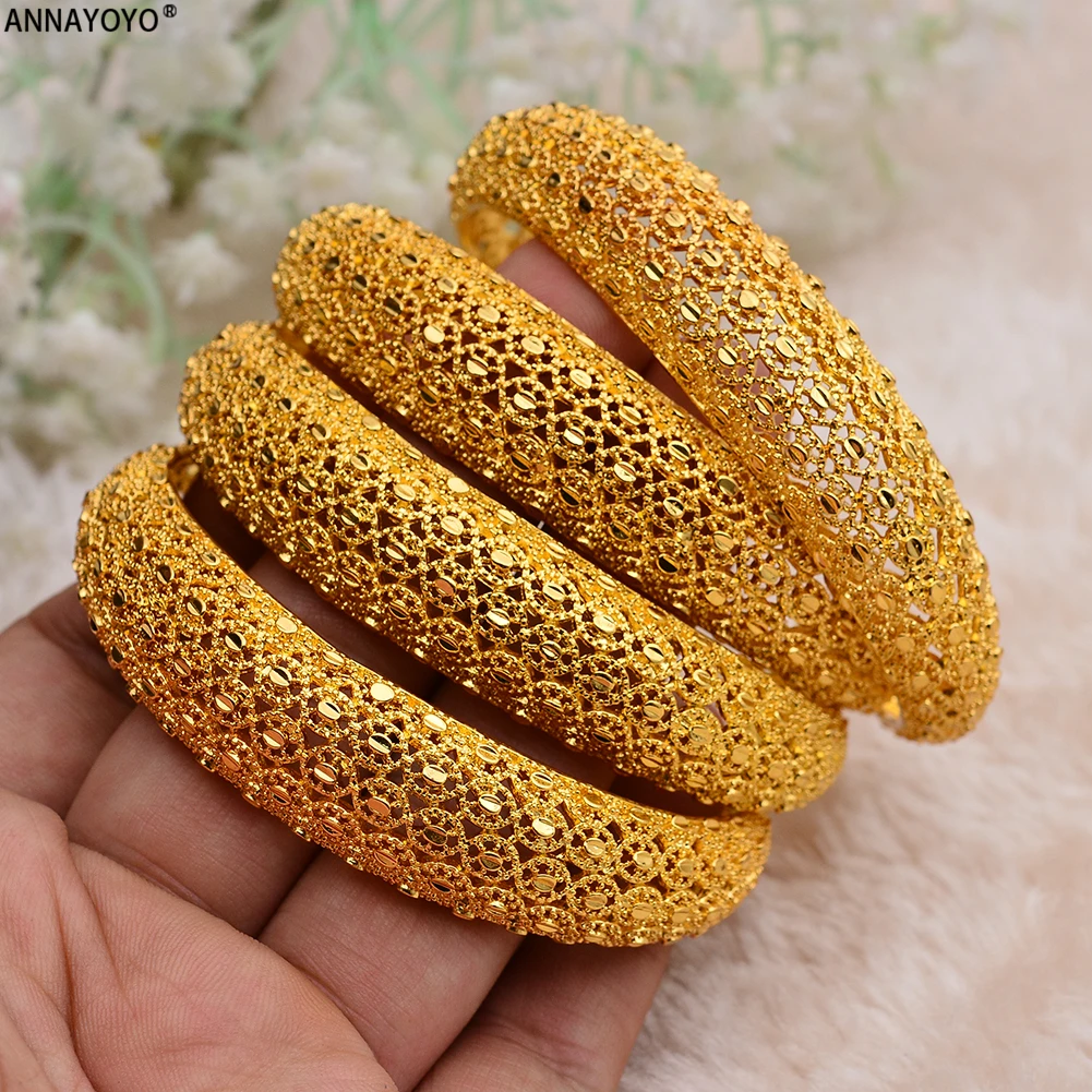 Annayoyo 1pcs Open Design Dubai Gold Bangles For Women Men Gold Bracelets  African European Ethiopia Girls Weeding Bangles Gift - Bangles - AliExpress